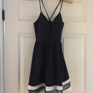 Navy & White Babydoll Dress